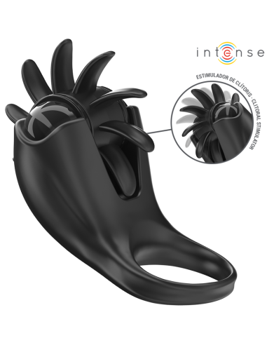 Intense - mabel anillo vibrador 10 vibraciones con estimulador de clítoris negro