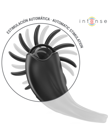 Intense - mabel anillo vibrador 10 vibraciones con estimulador de clítoris negro