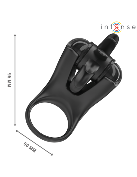 Intense - mabel anillo vibrador 10 vibraciones con estimulador de clítoris negro