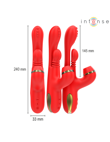 Intense - katy estimulador clítoris multifunción 4 cabezales intercambiables rojo