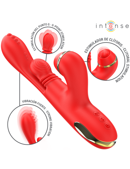 Intense - katy estimulador clítoris multifunción 4 cabezales intercambiables rojo