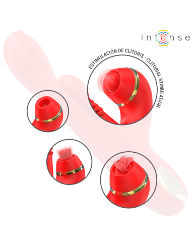 Intense - katy estimulador clítoris multifunción 4 cabezales intercambiables rojo