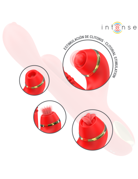 Intense - katy estimulador clítoris multifunción 4 cabezales intercambiables rojo