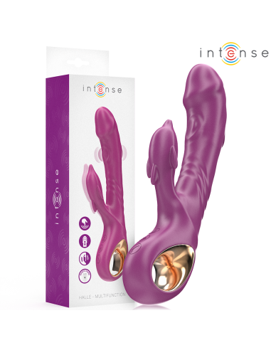 Intense - halle vibrador multifunción con lengua estimuladora en forma de delfín morado