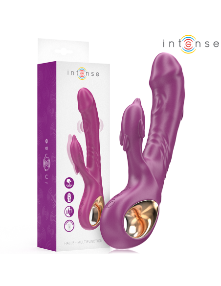 Intense - halle vibrador multifunción con lengua estimuladora en forma de delfín morado