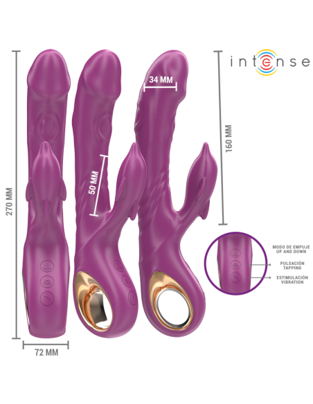 Intense - halle vibrador multifunción con lengua estimuladora en forma de delfín morado