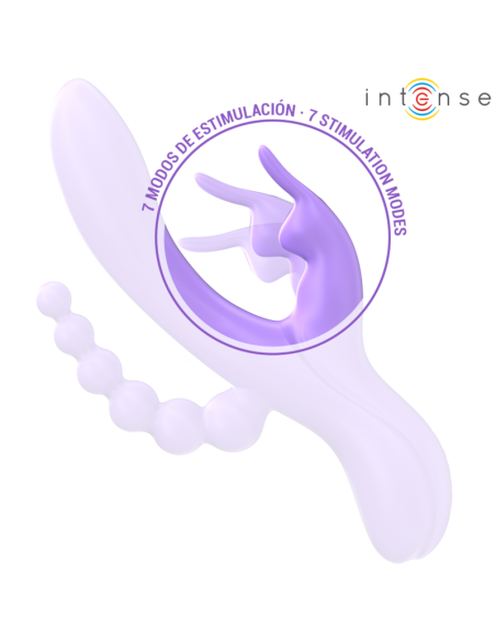 Intense - miko triple vibrador rabbit & estimulador & anal 7 vibraciones morado