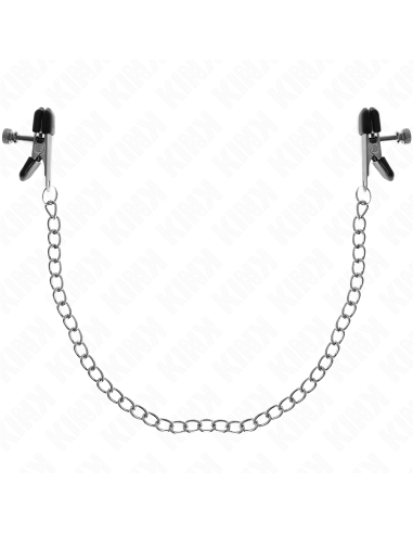 Kink - pinzas para pezones planas negro con cadena plateado 34 cm