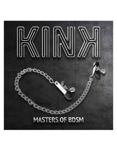 Kink - pinzas para pezones planas negro con cadena plateado 34 cm