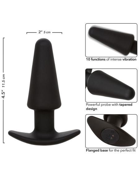 Calexotics - rock bottom plug anal cónico 10 vibraciones silicona negro