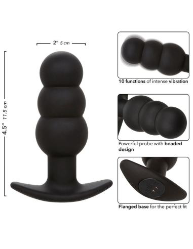 Calexotics - rock bottom plug anal con cuentas 10 vibraciones silicona negro