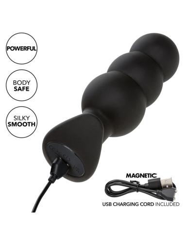Calexotics - rock bottom plug anal con cuentas 10 vibraciones silicona negro