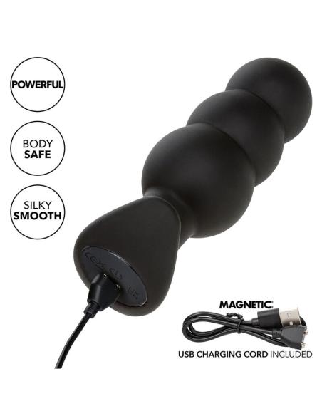 Calexotics - rock bottom plug anal con cuentas 10 vibraciones silicona negro