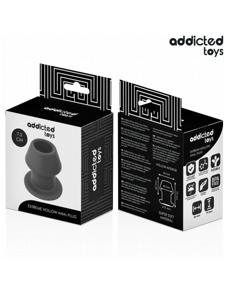 Addicted toys - plug anal hueco extrem silicona talla s 7,5 cm