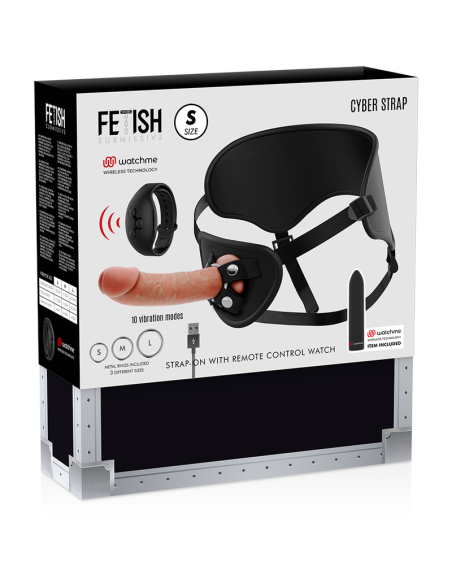 Fetish submissive cyber strap - arnés con dildo y bala control remoto tecnología watchme s