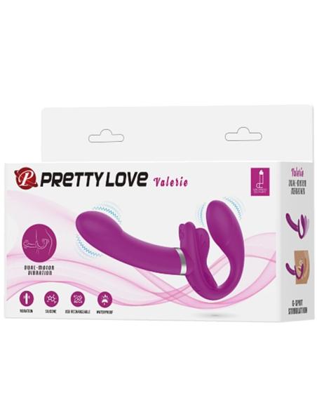 Pretty love - valerie vibrador doble strap-on 12 vibraciones morado