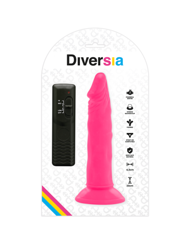 Diversia - dildo realístico flexible con vibración rosa 23 cm -o- 4.3 cm