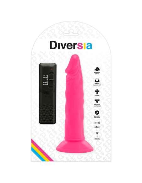 Diversia - dildo realístico flexible con vibración rosa 23 cm -o- 4.3 cm