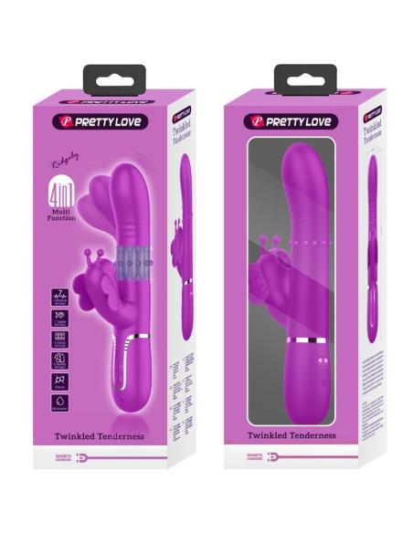 Pretty love - vibrador rabbit multifunción 4 en 1 mariposa fucsia