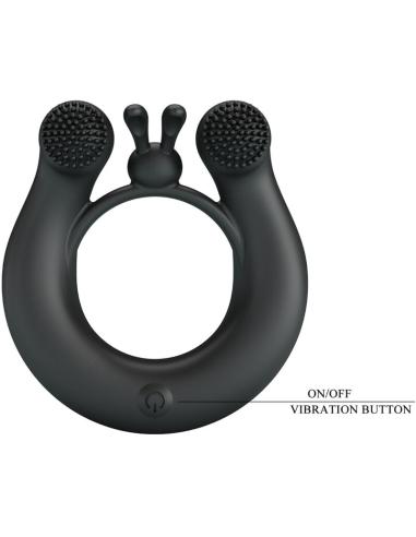 Pretty love - dahlia anillo vibrador + estimulador de clítois 12 vibraciones negro