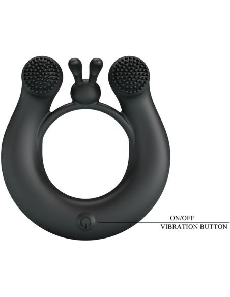 Pretty love - dahlia anillo vibrador + estimulador de clítois 12 vibraciones negro