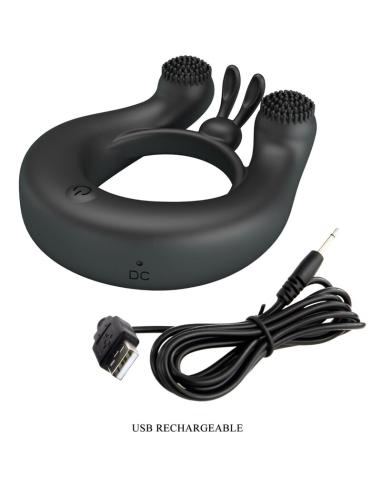 Pretty love - dahlia anillo vibrador + estimulador de clítois 12 vibraciones negro