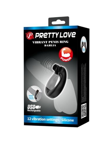 Pretty love - dahlia anillo vibrador + estimulador de clítois 12 vibraciones negro