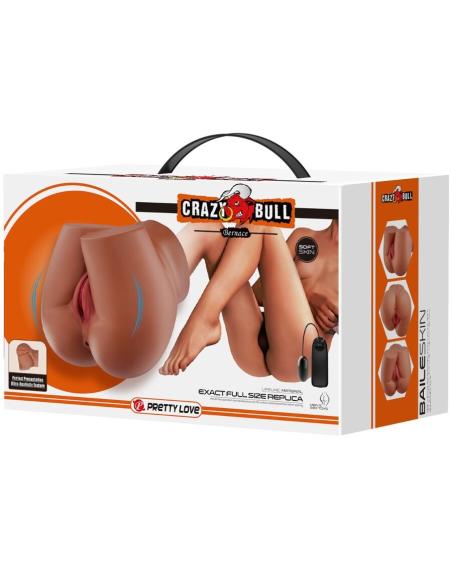 Crazy bull - bernace trasero vibrador con vagina y ano realístico natural control remoto