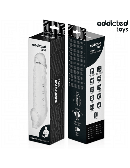 Addicted toys - funda para el pene transparente talla s 23 cm