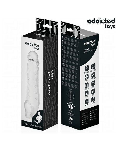 Addicted toys - fundas para el pene transparente talla m 27 cm