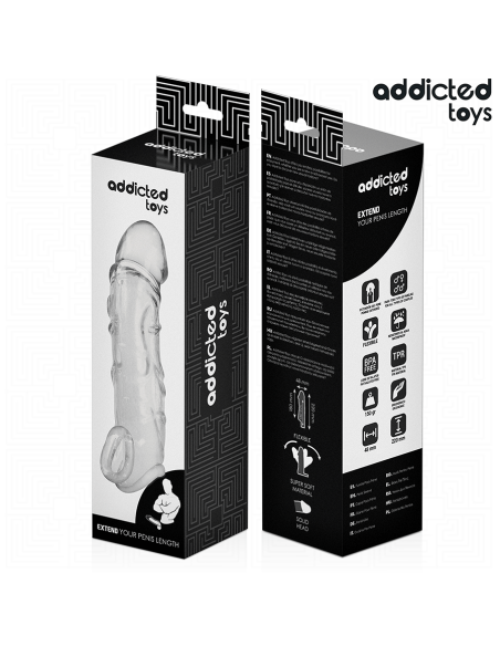 Addicted toys - extensor para el pene transparente 27 cm