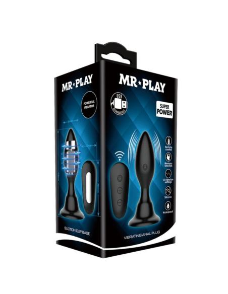 Mr play - plug anal con vibración negro control remoto