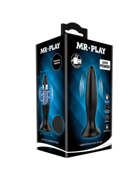 Mr play - plug anal vibrador negro recargable