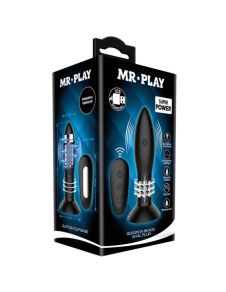 Mr play - plug con bolas rotadoras negro control remoto