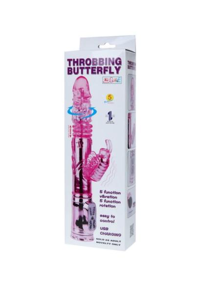 Baile - vibrador recargable con rotacion y estimulador throbbing butterf