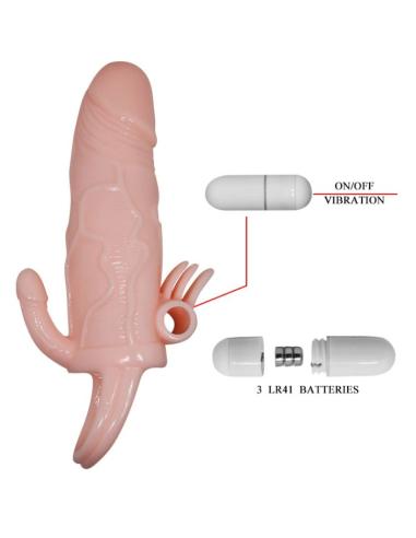 Baile - brave man funda pene anal y clitoris vibrador 16.5 cm natural