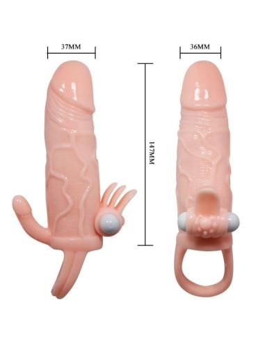 Baile - brave man funda pene anal y clitoris vibrador 16.5 cm natural