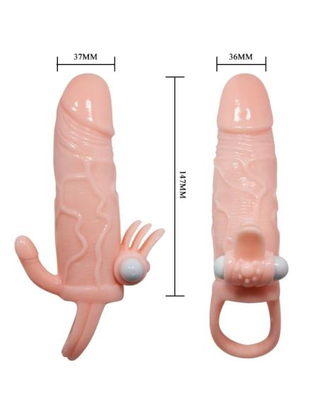 Baile - brave man funda pene anal y clitoris vibrador 16.5 cm natural