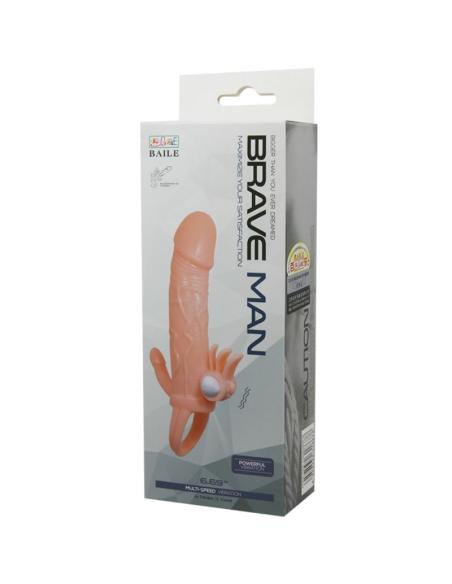 Baile - brave man funda pene anal y clitoris vibrador 16.5 cm natural
