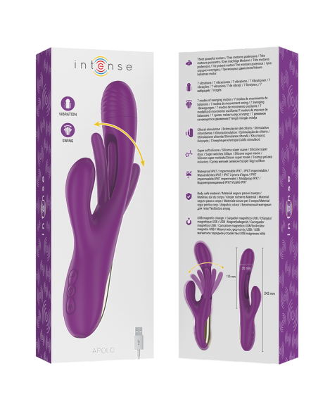 Intense - apolo vibrador multifunción recargable 7 vibraciones con lengua oscilante morado