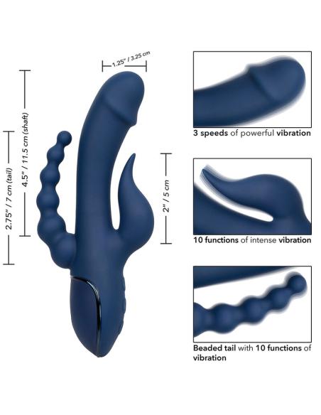 Calexotics - vibrador triple orgasm azul