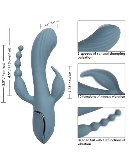 Calexotics - vibrador triple éxtasis gris