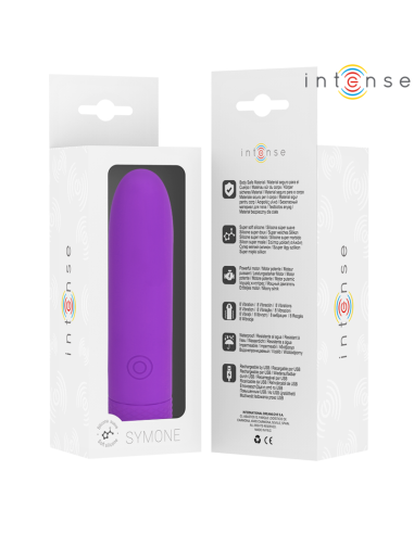 Intense - symone bala vibradora recargable por usb 8 vibraciones morado 10 x 2.2 cm