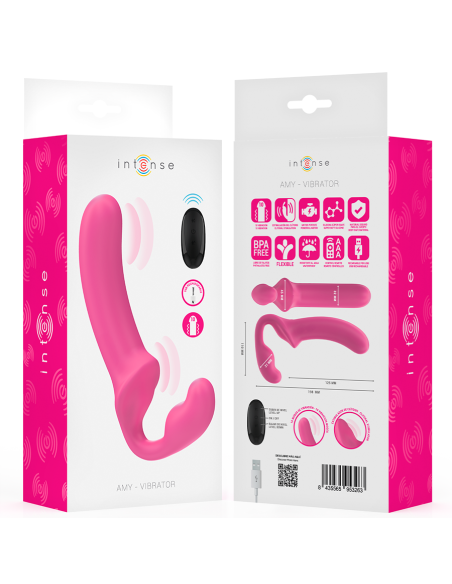 Intense - amy vibrador doble 20 cm rosa control remoto