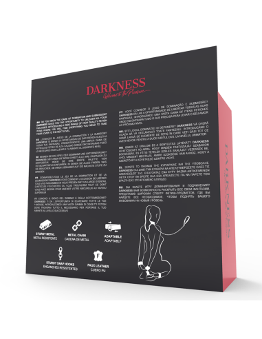 Darkness - esposas y collar de cuero negro