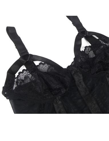 Subblime - teddy con liguero detalle tiras pecho negro s/m
