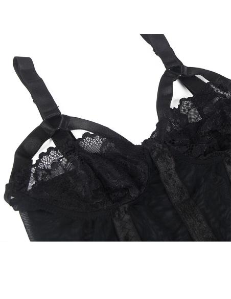 Subblime - teddy con liguero detalle tiras pecho negro s/m
