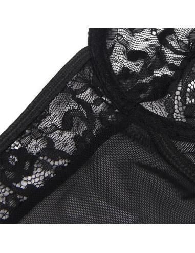 Subblime - teddy con liga detalle encajes y tiras negro s/m