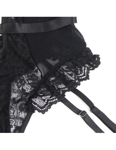Subblime - teddy con liga detalle encajes y tiras negro s/m