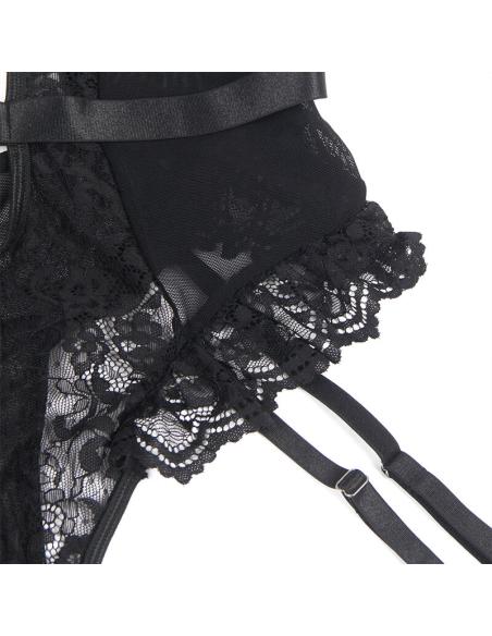 Subblime - teddy con liga detalle encajes y tiras negro s/m
